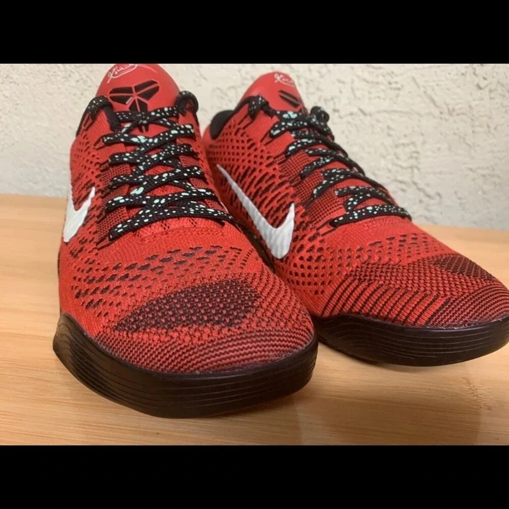 Size 9 Nike Kobe 9 Elite Low Men Red Excellent Flyknit Basketball‎ 639045-600